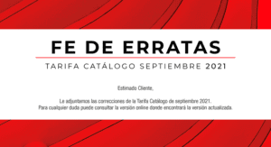 FE DE ERRATAS: Catálogo septiembre 2021